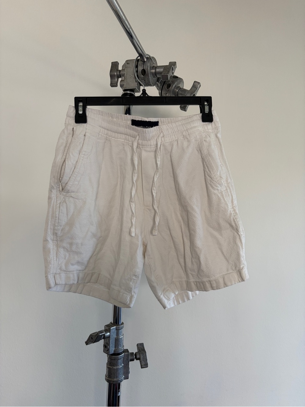 Abercrombie & Fitch White Elastic Waist Cotton Shorts
